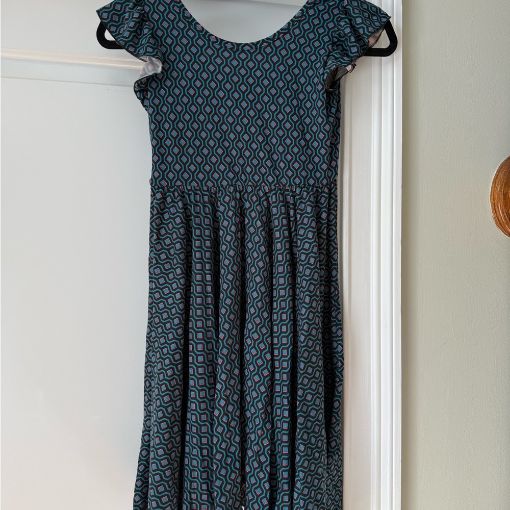 Dot Dot Smile Blue and Pink Patterned Kids Dress